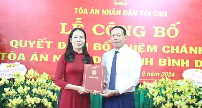Bà Nguyễn Thị Tuyết Thanh giữ chức Chánh án TAND tỉnh Bình Dương
